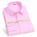 Pink twill cotton long sleeve dress shirt with wrinkle-resistant finish - 38 / Tops / Pink Twill