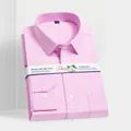 Pink twill long-sleeve business casual men's dress shirt in premium cotton fabric - 38 / Top (Twill) / Pink