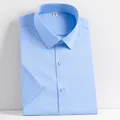 Premium light blue non-iron men's short-sleeved business casual shirt variant view - S / Tops / Light Blue