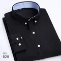 Camisa Oxford negra de manga larga para hombre con detalle a rayas - 38 / Tops / Negro