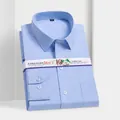 Professioneel lichtblauw overhemd met lange mouwen voor heren, katoenen zakelijke stijl - 38 / Top (Platbinding) / Blauw