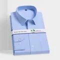 Professional men's light blue long-sleeved cotton business dress shirt in folded display - 38 / Top (Plain Weave) / Blue