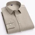 Classic men's khaki fine striped long-sleeved shirt crafted from bamboo fiber material - 09 Khaki Fine Stripe