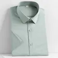 Men's business casual short-sleeve shirt in bean green, non-iron breathable fabric - 38/S / Tops / Bean Green