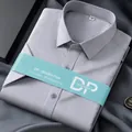 Chemise de ville à manches courtes en coton DP sans repassage gris clair pour hommes - 38 / Hauts / Gris