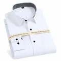 Chemise de ville blanche à manches longues avec texture sergée et boutons noirs - 38 / Hauts / Sergé Blanc à Col Contrasté (689)