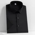 Men's business casual short sleeve non-iron shirt in pure black finish - 38/S / Tops / Black