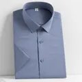 High-quality men's business casual short-sleeve shirt in elegant pencil grey finish - 38/S / Tops / Pencil Gray