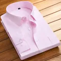 Chemise habillée à manches longues pour hommes en armure toile rose élégante. - 38 / Hauts / Tissage Uni Rose (703)