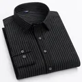 Premium men's long-sleeved shirt in black with white pinstripes, made of bamboo fiber - 11 Black Fine Stripe