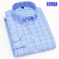Men's slim fit long sleeve shirt in light blue with orange and blue grid pattern - 38 / Tops / Light Blue Orange Navy Grid (8117)