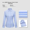 Light blue professional 100% cotton non-iron long-sleeved button-down shirt for women - 38 / Tops / Light Blue Mithung (Women 2007)
