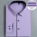Lavender purple professional business shirt for men with dark contrast trim on collar - Top (1901-3)