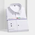 Wit herenoverhemd met lange mouwen, slim-fit snit en decoratieve kristallen knopen - 38 / Top - Diamanten Knoop Stijl (Geen Zak/901) / Wit
