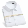 Chemise de ville blanche professionnelle à manches longues en coton infroissable sans poche - 38 / Hauts / Plat Blanc (Sans Poche)