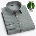 Professional light green fine striped bamboo fiber casual long sleeve shirt for men - 12 Green Fine Stripe