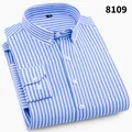 Casual slim fit men's long sleeve shirt with blue and white vertical stripes design - 38 / Tops / Blue White Stripe (8109)