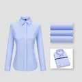 Premium non-iron 100% cotton long-sleeve business dress shirt in light blue variant - 38 / Tops / Light Blue (Women 2021)