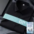 Men's premium black short-sleeved non-iron dress shirt made from high-quality 100% cotton - Black