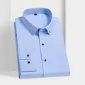 Lichtblauw getailleerd katoenen overhemd met lange mouwen en decoratieve diamantknopen. - 38 / Top - Diamanten Knoop Stijl (Geen Zak/902) / Blauw