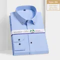 Light blue slim-fit long-sleeve cotton dress shirt with decorative diamond buttons. - 38 / Top - Drill Button Style (No Pocket/902) / Blue