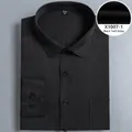 Men's black business long sleeve dress shirt featuring a professional subtle stripe pattern - Top (X1007-1)