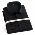 Chemise business noire pour hommes à manches longues en coton sergé respirant - 38 / Haut (881) / Sergé noir