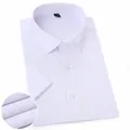 Classic short-sleeved white business shirt with chest pocket for men - 38 / Tops / With Pockets / Pure White Fine Pattern (DX1007-20)