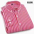 Men's slim fit long-sleeve shirt in red and white vertical stripes pattern - 38 / Tops / Red-White Stripes (8106)
