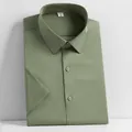 Premium men's business casual short-sleeve shirt in elegant and soft fruit green color - S / Tops / Fruit Green