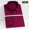 Camisa de hombre magenta de fibra de bambú elástica sin plancha casual - 38 / Tops / Burdeos