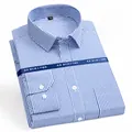 Camisa de manga larga para hombre con rayas azules y blancas estilo negocios - 38 / Tops / Raya Ancha Azul (203)