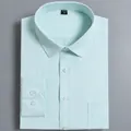 Business casual long-sleeved dress shirt for men in grass green with subtle stripe texture - Top (X1007-2)