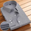Chemise homme à manches longues à rayures, motif classique en noir et blanc chic - 38 / Hauts / Rayures Verticales Moyennes Noires (720)