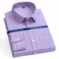 Camisa profesional de hombre de manga larga con cuadros morados estilo casual de negocios - 38 / Tops / Cuadros Púrpura (202)