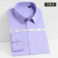 Camisa de hombre lavanda de manga larga en tejido de fibra de bambú elástico sin plancha - 38 / Tops / Violeta Claro