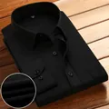 Chemise homme business casual à manches longues en tissu sergé noir large avec texture - 38 / Hauts / Sergé Noir (713)