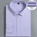 Light purple men's business shirt with subtle diagonal stripes and folded design - Top (X1007-3)