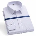 Professioneel herenoverhemd met lange mouwen en blauwe krijtstreep in een slim fit - 40 / Top - Blauwe Jacquard Strepen (205) / Blauw