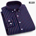 Men's navy blue striped long sleeve button-down shirt with red and white accents - 38 / Tops / Blue with Red Stripes (8110)