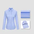 100% cotton non-iron women's business long-sleeve shirt with blue and white stripes - 38 / Tops / Blue and White Striped (Women 2017)
