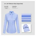 100% cotton non-iron women's business long-sleeve shirt with blue and white stripes - 38 / Tops / Blue and White Striped (Women 2017)