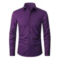 Premium men's wrinkle-resistant four-way stretch business dress shirt in deep purple - Deep purple