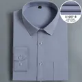 Men's light grey business long-sleeve shirt with fine twill pattern detail - Top (X1007-8)