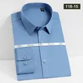 Camisa premium de hombre azul claro de manga larga en fibra de bambú elástica sin plancha - 38 / Tops / Gris Azulado