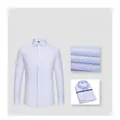 Light blue striped 100% cotton non-iron long-sleeve business dress shirt for men - 38 / Tops / Light Blue Striped (Men 2034)