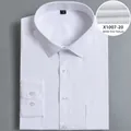 White long-sleeve business shirt for men featuring a fine twill fabric and pocket - Top (X1007-20)