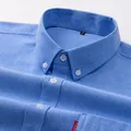 Men's blue long-sleeved Oxford shirt in 100% breathable pure cotton - Blue