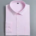 Light pink long-sleeved business dress shirt with fine textured fabric and front pocket - Top (X1007-22)