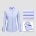 Light blue 100% cotton women's long sleeve business shirt with twill texture - 38 / Tops / Light Blue Twill (Female 2027)